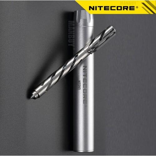 Nitecore NTP10 Titanium Tactical Pen Hallow Carve Body Tungsten Steel Tapered Tip Matt German Ink Refill Aluminum Alloy Pen Case