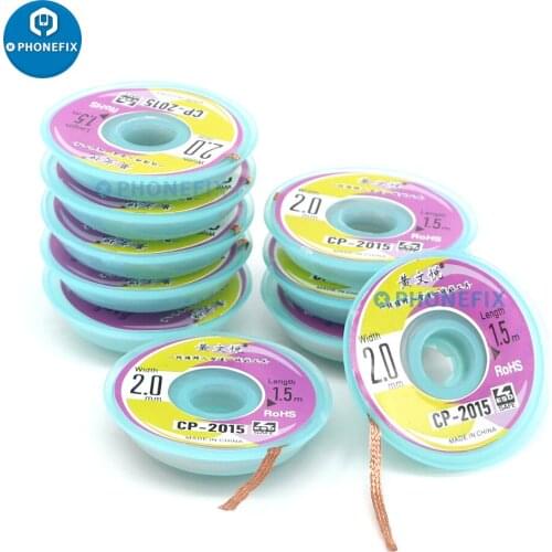 1.5M Width 2mm Desoldering Braid Solder Remover Wick Wire for BGA PCB Repair Absorbing Tin Flux Desolder Wick Wire Cleaning Tool
