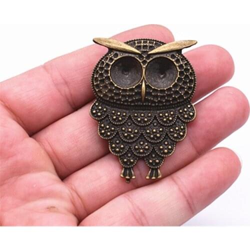 2pcs 50x36mm Antique Bronze Plated Owl Charms Pendant DIY Handmade Jewelry Accessories