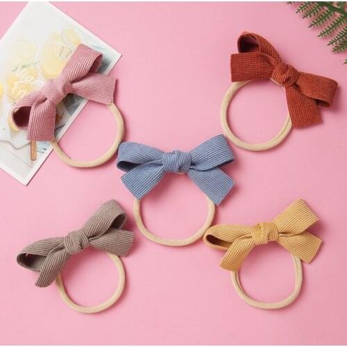 Baby Headband Nylon Newborn Hair Bows Accessories For Girls Thread Hairband Infant Traceless Head Bands Handmade Turban Soft