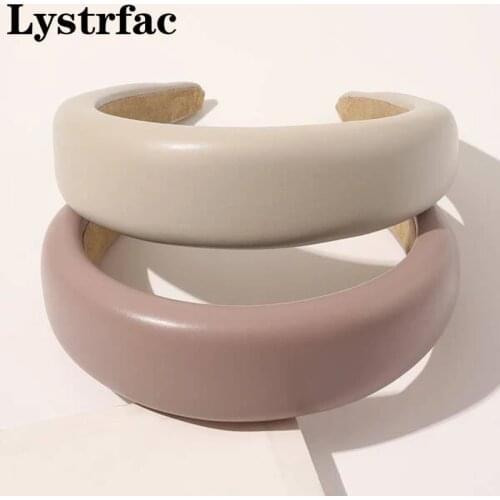 Lystrfac New Autumn Winter PU Leather Thickened Sponge Hairband for Women Girls Wide Wash Headband Retro Simple Hair Accessories