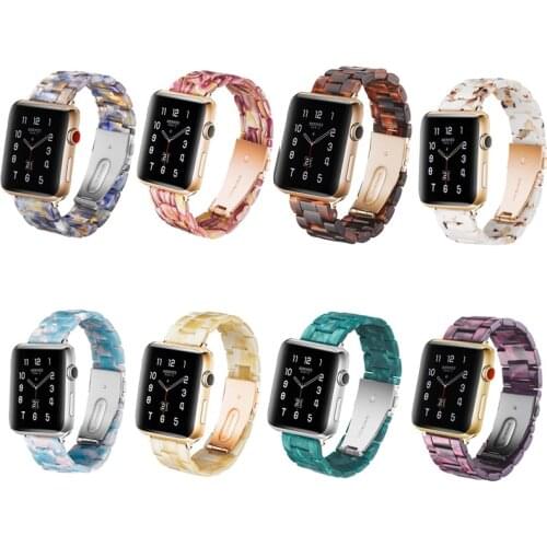 Resin Watchband for Apple Watch 38mm 42mm 44mm 40mm Fashion Women Men Bracelet Band Strap for IWatch 5 6 SE UTHAI A81