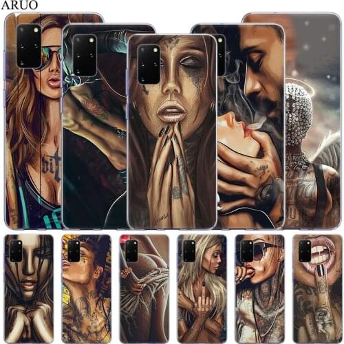 Sexy Sleeve Tattoo Girl Silicone Soft TPU Phone Case For Samsung S21 Plus S20 Ultra Note 20 10 Pro 9 8 S10 Lite S9 S8 S10E Cover