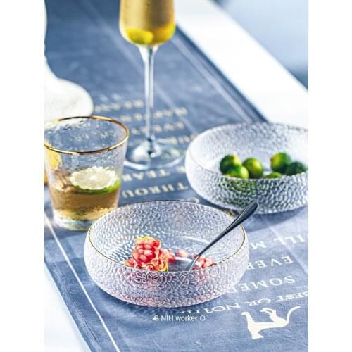 Japanese-style Jinpon glass bowl flat bowl ins wind simple creative dessert bowl fruit salad bowl good-looking bowl