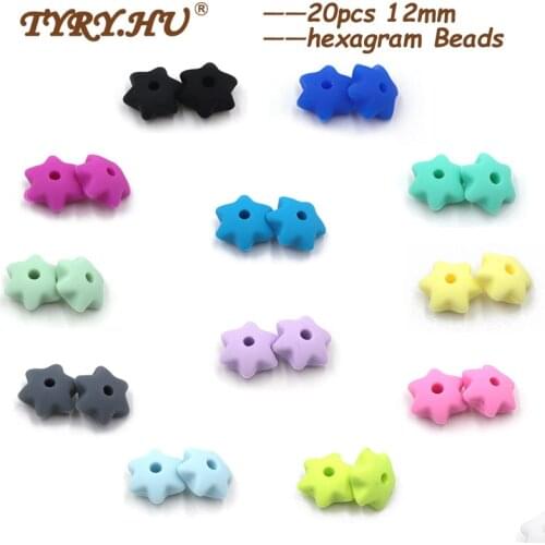 TYRY.HU 20Pcs Silicone Beads Baby Teething Chewable Star Silicone Teether Baby Nursing Chew Jewelry Pacifier Chain DIY Accessory