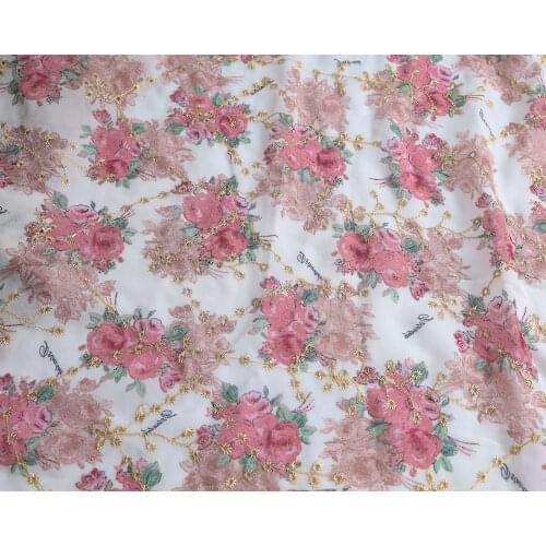 Eyelet Embroidery Drape Chiffon Fabric Flower Printing Dress Making 150cm Wide, Sold By The Yard