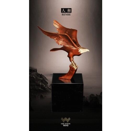 TOP Master work- GOOD -HOME office company efficacious Mascot thriving business Success brass lightning Arabia Eagle hawk statue