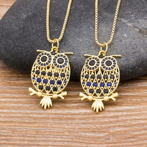 High Quality Animals Owl Snake Pendant Long Chain Necklaces Statement Crystal Rhinestone Charm Fashion Jewelry For Women Girls