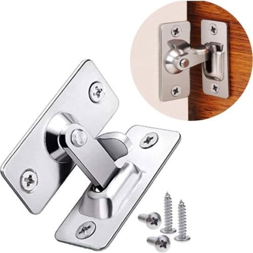 90 Degree Right Angle Door Lock with Screws Stainless Steel Buckle Lock Bolt Window Sliding Lock Barn Sliding Door Lock Sliding