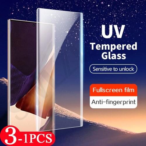 3-1Pcs cover UV Glass for Samsung Galaxy note 20 S20 S21 Ultra 10 S10 S9 S8 plus UV tempered glass phone screen protector film