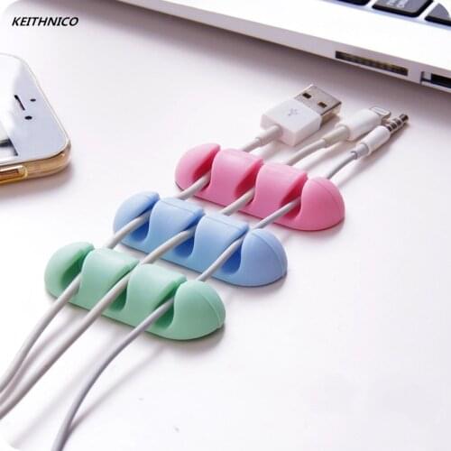 KEITHNICO 3 Pcs Cable Clip Desk Tidy Organizer Data Cable Winder Clamp Wire Cord Lead USB Charger Cord Holder Organizer Holder
