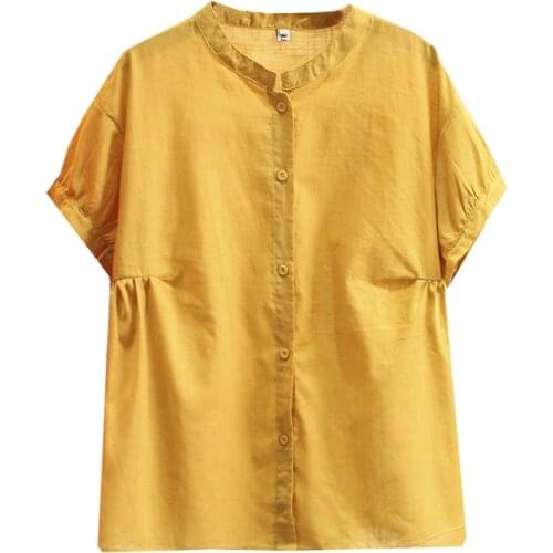 Summer 2021 Women Shirt Plus Size Fashion Casual Clothes Female Tops Cotton And Linen Fold Chaqueta De Mujeres