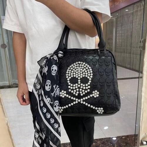 European and American fashion leisure ladies real leather bag personality skull rivet backpack shoulder bag shoulder crossbody