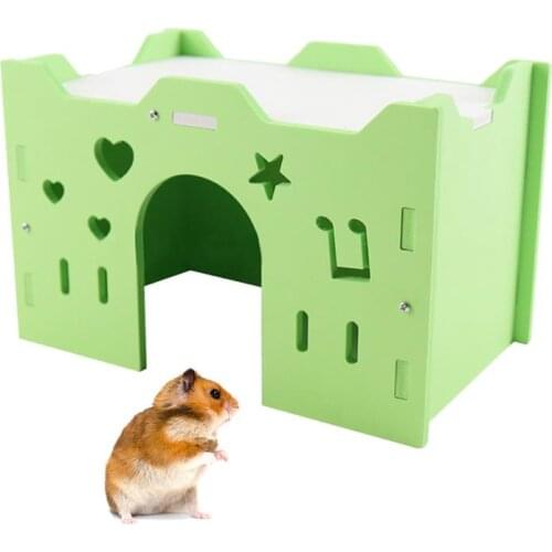 Wooden Hamster House Star Heart Design Hamster Cage Hideout Small Animal House Bed Nest For Hamster Guinea Pig Rat Pet Supplies