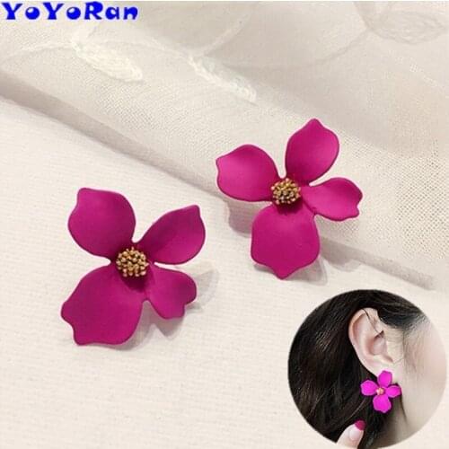 11Pair Rose color Preserved Flower stud earrings for woman party cute pink 4 petals flake earring jewelry gift free shipping