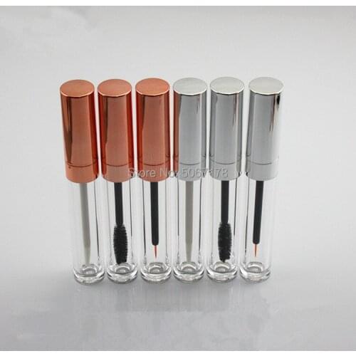 10pcs 6ml Cosmetic Clear Mascara Tube with Gold/Silver Cap,Empty Beauty Lip Gloss Bottle, Makeup Eyeliner Refillable Containers