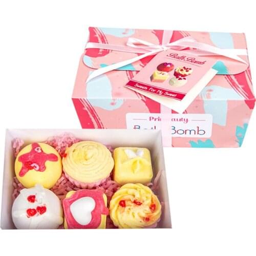 6PCS/Set Cake Shaped Bath Bombs Gift Set Essential Oil Dry Skin Moisturize, for Bubble & Spa Bath, Birthday Mothers Day Gifts