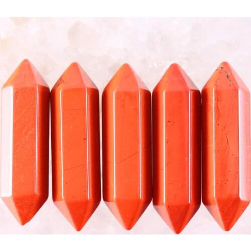 8x32MM Natural Stones Red Jaspe Hexagonal Beads No Drilling Hole Fit Necklace Pendant For Man Women Jewelry Gift 5Pcs K380
