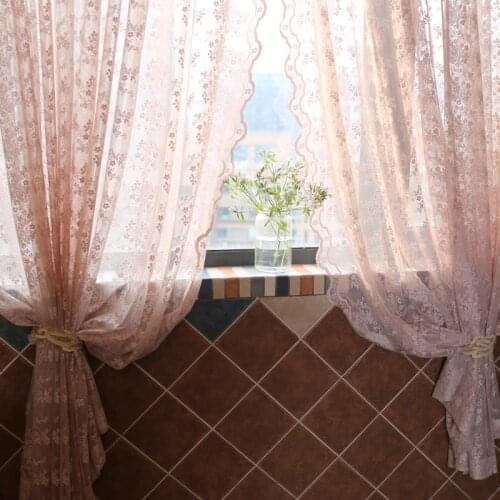 American Sheer Curtains for Living Room Lace Tulle for Girl Bedroom Finished Gauze with Flower Cortinas Dormitorio Window Decor