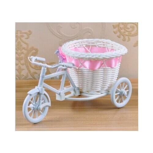 White Tricycle Bike Design Flower Basket Storage Container Party Wedding
