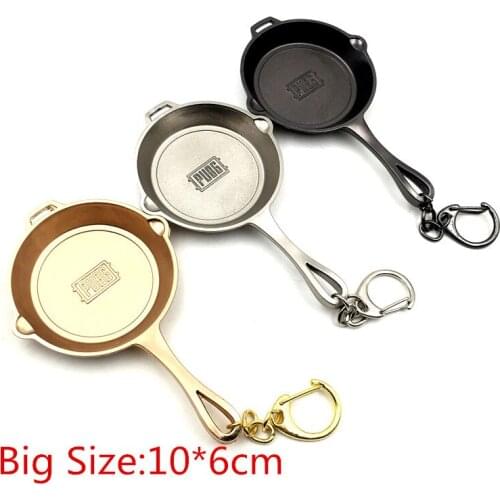 Big Size Playerunknowns Battlegrounds Pans Weapon Model Keychain New Design PUBG Logo Key Chains For Souvenir 10pcs/lot