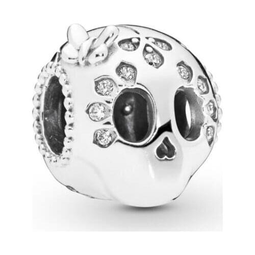 Genuine 925 Sterling Silver Bead Charm Sparkling Skull Beads Fit Pan Women Bracelet & Necklace Diy Jewelry