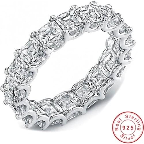 Choucong Brand New Luxury Jewelry 925 Sterling Silver Full Princess Cut White Topaz CZ Diamond Women Wedding Band Ring Gift