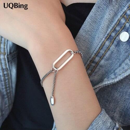 Geometric 925 Sterling Silver Vintage Link Chain O Shape Bracelets For Women Jewelry Wholesale 2020