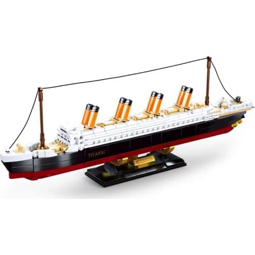 Model Brick Building Block Cruise Titanic and USS Constitution Educational Bricks Toy