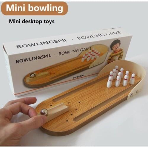 Mini bowling board game wooden childrens educational innovation play solid wooden parent-child fun ball