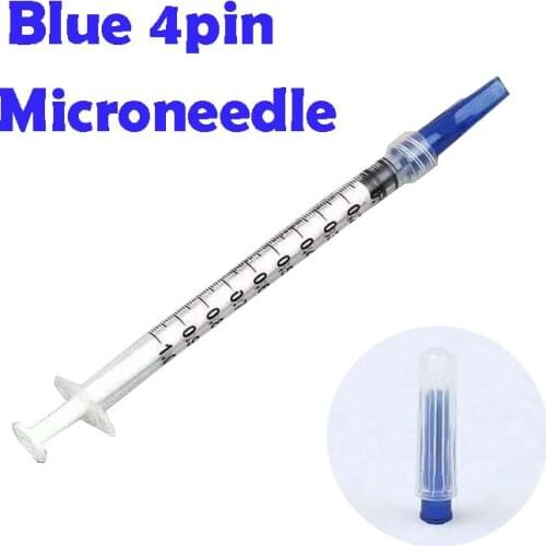 Mini Blue Hand Microneedle Injection 4pin Micro Needle Injector with Syringe for Face Around Eye Neck Anti Wrinkle&Black Eye