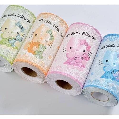 Cartoon anime waistline waterproof self-adhesive decorative partition strip cute childrens room wall stickers kindergarten