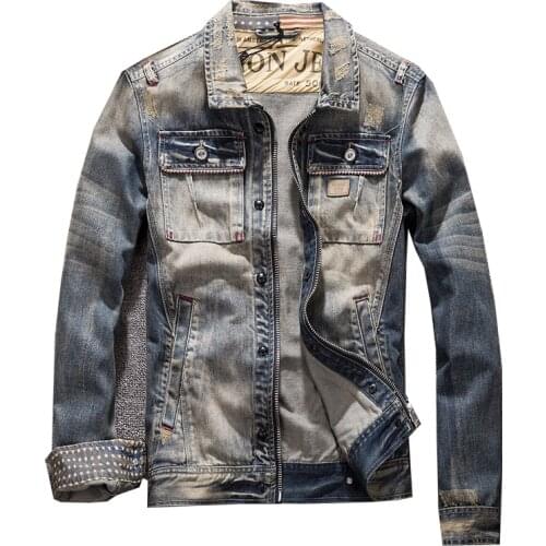 Mens Jean Jacket Slim Men Fits Denim Jeans Solid Male Jean Coats Men Cowboy Fashion Brand Clothing