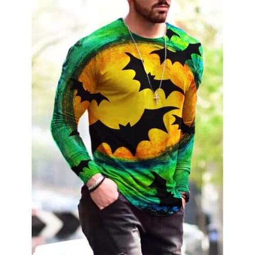 Men T Shirt Halloween Evil Pumpkin Printing Tshirt Long-sleeved Harajuku Sweatshirt Casual T-shirts For Men Pullover Camisetas