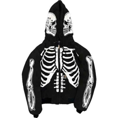 Fashion Skull Painted Cardigan Hoodies Streetwear Sweatshirts Men and Women Hip Hop Graffiti Hoody Tops Size S-4XL