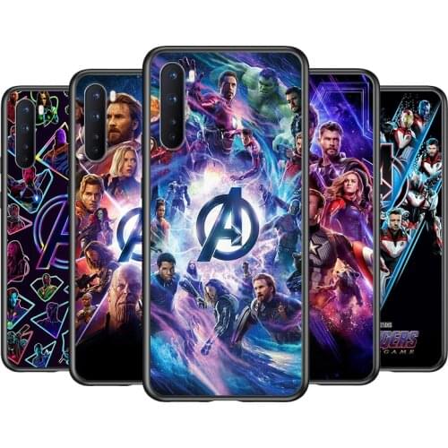 Soft TPU Marvel Avengers Logo Shockproof Silicone Cover for OnePlus Nord N100 N10 8T 8 7T 7 6T 6 5T Pro Black Phone Case