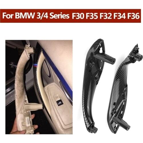 F30 Carbon Fiber Look/Black Front/Rear Car Inner Door Handle Door Trim Pull Panel Handles For BMW F30 F80 F31 F32 F34 2012-2017