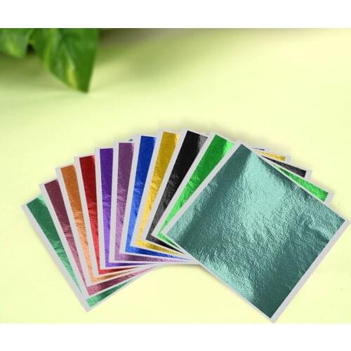 100pcs Imitation Gold Sliver Copper Foil Papers Fillings For Resin Jewelry Making Art Nail Decoration Colorful Filling 8x8cm