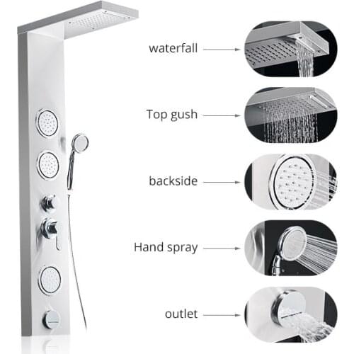Bathroom 304 stainless steel rainfall shower panel wall with parts