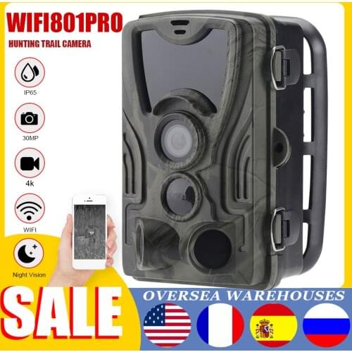 WIFI801 Pro Hunting Trail Camera Low Glow Infrared Outdoor 30MP/4K Full HD Camera with Night Vision for Wildlife Monitoring