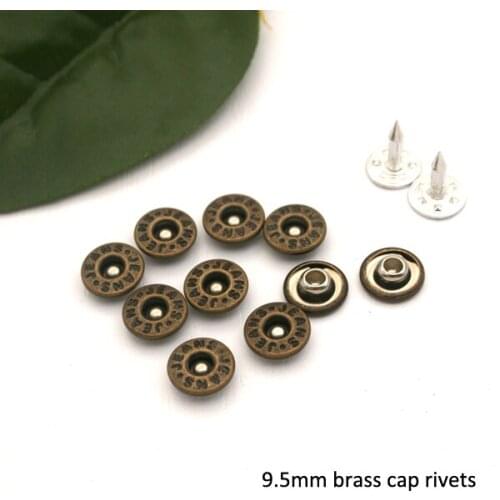 Wholesale 9.5mm 300sets brass garment jeans rivets with alum nail Antique brass Bronze color ZD-005