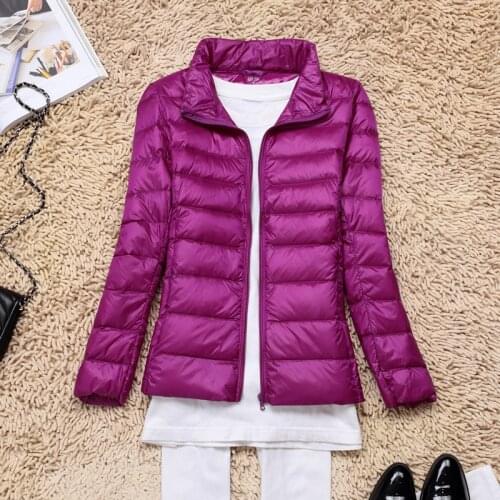 Autumn Light Down Jacket Womens Coat 2020 New Fashion Stand collar White Duck Down Short Jacket Large Size Female Basic Coats