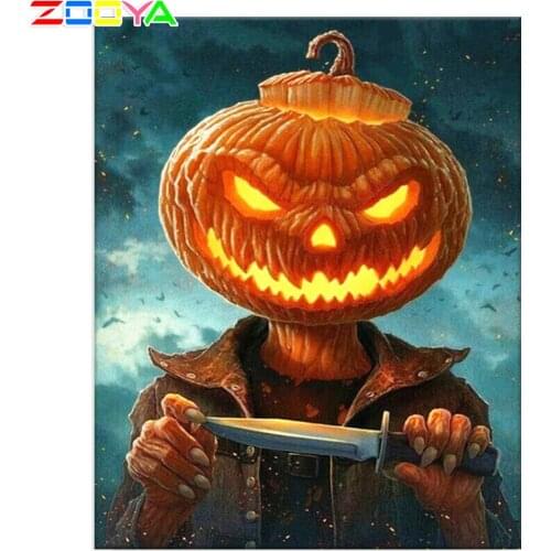 Full Diamond Painting Halloween 5D Diamond Painting Cat Diamond Mosaic Pumpkin Portrait Embroidery Rhinestone Picture Sp996