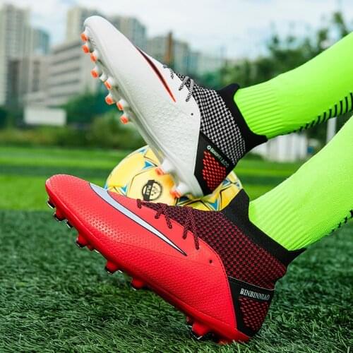 2020 High Ankle Football Boots Men Boys Soccer Shoes TF/FG Kids Cleats Training Sport Sneakers Size 35-45