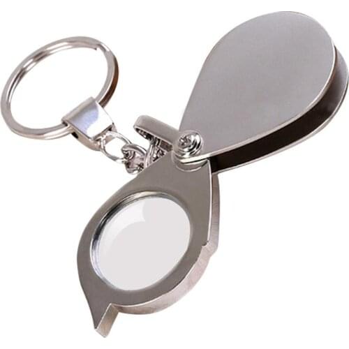 Portable 15X Lightweight Folding Key Ring Mini Pocket Magnifier Key Chain Magnifying Glass Loupe Jewelry Tools 20mm Mirror