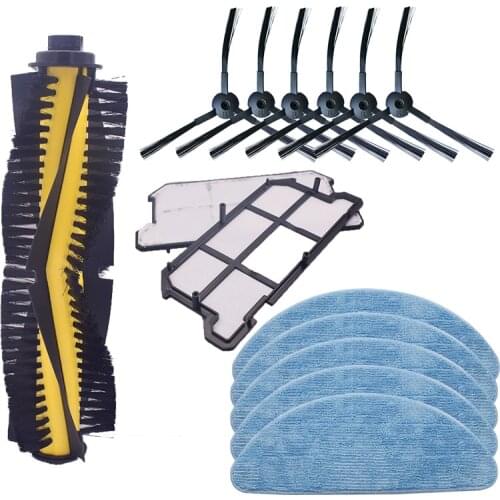 Roller Brush *1+ Filter* 2+ Mop Cloth* 5+ Side Brush* 6 For ILIFE V7S Spare Replacement Kit, Robotic Vacuum Cleaner Accessories