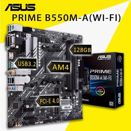 Socket AM4 Asus PRIME B550M-A (WI-FI) Motherboard AMD B550 DDR4 PCI-E 4.0 M.2 SSD VGA DVI OC AMD Ryzen B550 Placa-mãe AM4 CPU