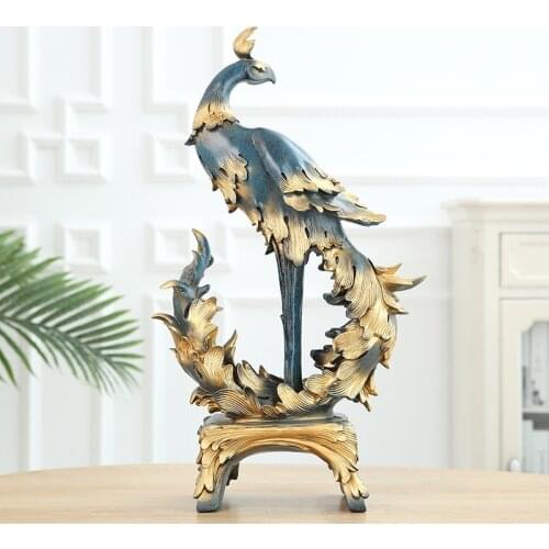 Nordic Luxury Animal Phoenix Birds Resin Crafts Figurines Ornaments Home Wedding Decoration Wedding Gifts Ornaments