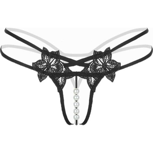 Feitong Women Sexy G-String Thongs Intimates Briefs Women Lace Underwear Breathable Chic Lingerie Pearl Panties Low Waist