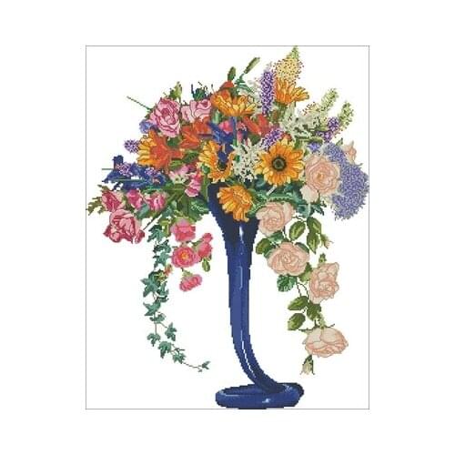 TG 1086-summer vase Needlework,For Embroidery,DIY 14CT Unprinted Arts Cross stitch kits Set Cross-Stitching Home Decor